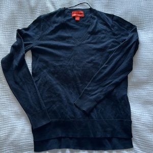 Navy 100% Merino Wool V Neck | SMALL